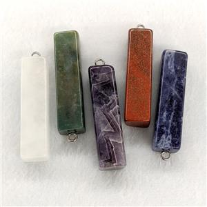 Natural Gemstone Stick Pendant Mixed, approx 13-50mm