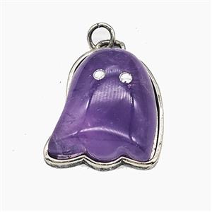 Gemstone Pendant, Antique Silver Plated, approx 19-22mm