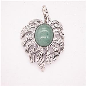 Gemstone Pendant, Antique Silver Plated, approx 20-30mm