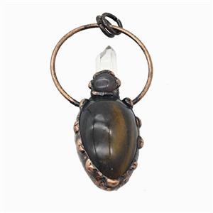 Gemstone Pendant, Red Copper Plated, approx 22-60mm