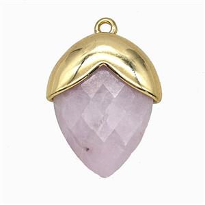 Lavender Kunzite Oval Pendant Copper Gold Plated, approx 18-24mm