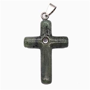 Labradorite Cross Pendant Pave Zirconia, approx 28-40mm