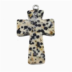 Gemstone Cross Pendant Platinum plated, approx 20-30mm