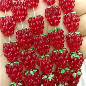 Lampwork Glass Strawberry Beads Red, approx 15-18mm
