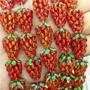 Lampwork Glass Grapes Beads Red, approx 14-22mm