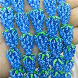 Lampwork Glass Grapes Beads Blue, approx 14-22mm