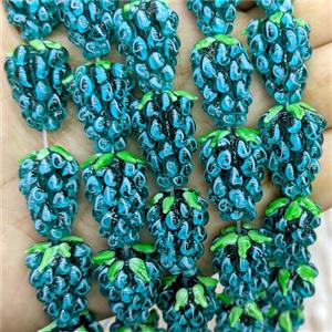 Lampwork Glass Grapes Beads Teal, approx 14-22mm
