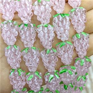 Lampwork Glass Grapes Beads Pink, approx 14-22mm