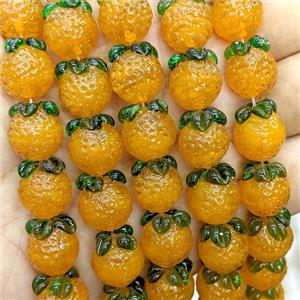 Lampwork Glass Lemon Beads Orange, approx 12-13mm