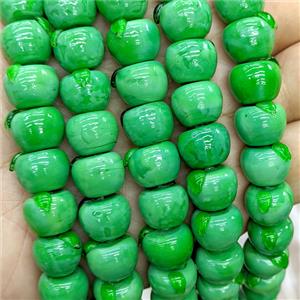 Lampwork Glass Apple Beads Green, approx 10-13mm