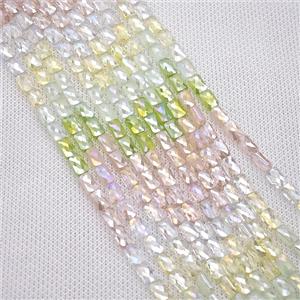 Crystal Glass Beads Faceted Rectangle Mixed Color, approx 4-7mm