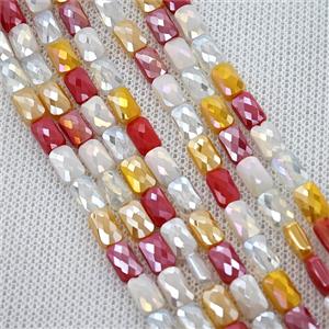 Crystal Glass Beads Faceted Rectangle Mixed Color, approx 4-7mm