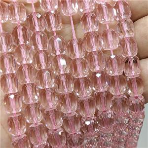 Pink Crystal Glass Barrel Beads Faceted, approx 10-11mm, 38pcs per st