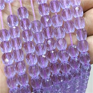 Lavender Crystal Glass Barrel Beads Faceted, approx 8-9mm, 44pcs per st