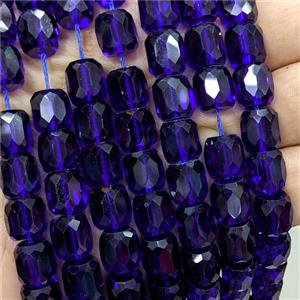 Darkpurple Crystal Glass Barrel Beads Faceted, approx 8-9mm, 44pcs per st