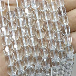 Clear Crystal Glass Barrel Beads Faceted, approx 8-9mm, 44pcs per st