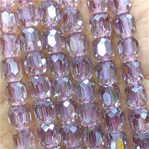 Lt.purple Crystal Glass Barrel Beads Faceted Electroplated, approx 8-9mm, 44pcs per st