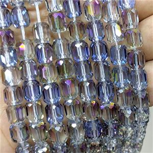 Grayblue Crystal Glass Barrel Beads Faceted Electroplated, approx 8-9mm, 44pcs per st