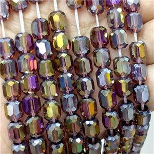 Crystal Glass Barrel Beads Faceted Electroplated, approx 10-11mm, 38pcs per st