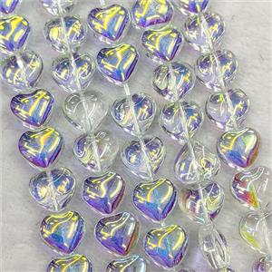 Crystal Glass Heart Beads Electroplated, approx 10mm, 41pcs per st