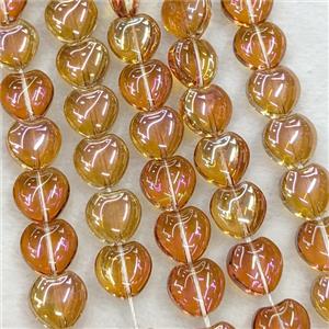 Champagne Crystal Glass Heart Beads Electroplated, approx 10mm, 41pcs per st