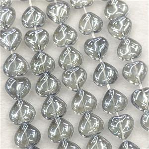 Grayblue Crystal Glass Heart Beads Electroplated, approx 10mm, 41pcs per st