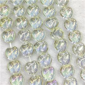 Clear Crystal Glass Heart Beads Electroplated, approx 10mm, 41pcs per st