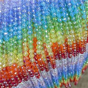 Crystal Glass Beads Faceted Round Mixed Color, approx 6mm, 60pcs per st