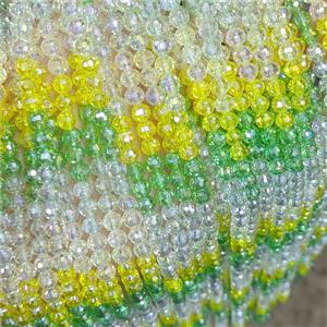 Crystal Glass Beads Faceted Round Mixed Color, approx 6mm, 60pcs per st