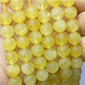 Sponge Jade Beads Yellow Dye Smooth Round, approx 6mm dia