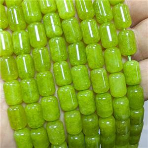 Natural Quartzite Jade Tube Beads Olive Dye, approx 8-12mm