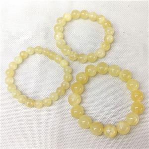 Yellow Selenite Bracelets Smooth Round Stretchy, approx 12mm
