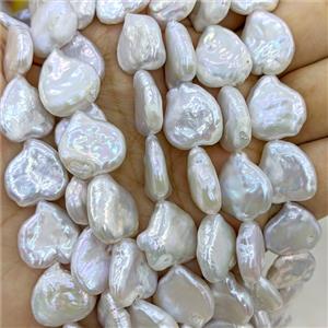 Baroque Style White Pearl Beads Heart, approx 16mm