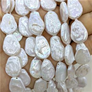 Baroque Style White Pearl Teardrop Beads, approx 15-22mm