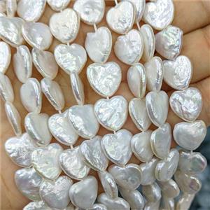 Natural White Pearl Heart Beads, approx 13-14mm