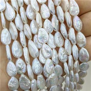 Natural White Pearl Beads Teardrop, approx 9-13mm