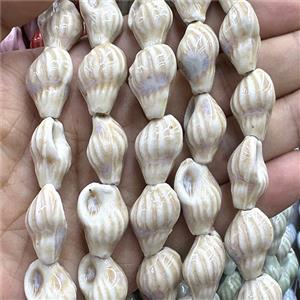 Porcelain Beads Oyster Shell Beige, approx 15-22mm