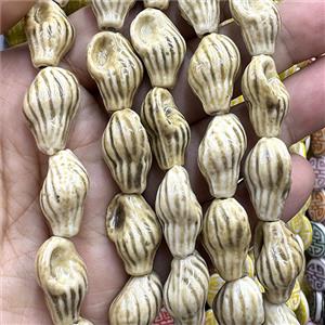 Porcelain Beads Oyster Shell Shaped Coffee, approx 15-22mm