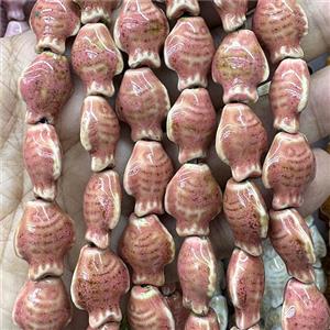 Porcelain Beads Fish Peach, approx 15-20mm