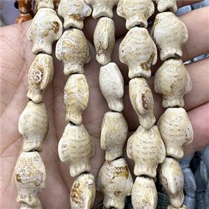 Porcelain Beads Fish Beige, approx 15-20mm