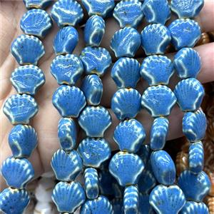 Porcelain Beads Scallop Shell Blue, approx 15mm