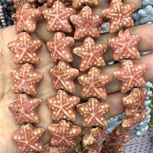 Porcelain Starfish Beads Peach, approx 22mm