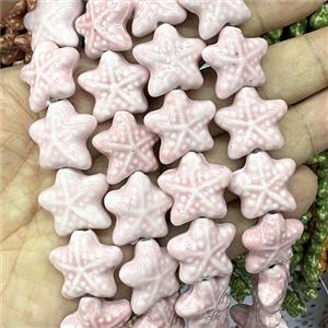 Porcelain Starfish Beads Pink, approx 22mm