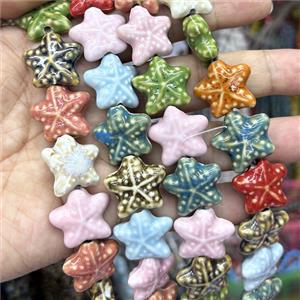 Porcelain Starfish Beads Mixed Color, approx 22mm