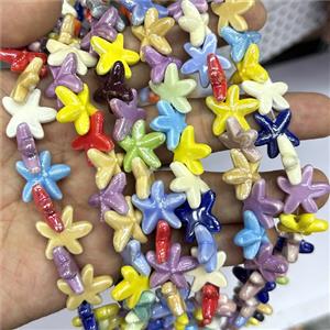 Porcelain Starfish Beads Mixed Color, approx 18mm