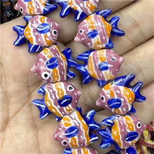 Porcelain Fish Beads Multicolor, approx 22mm