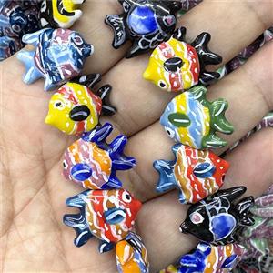Porcelain Fish Beads Multicolor, approx 22mm
