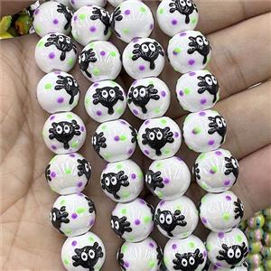 Porcelain Round Beads Ghost Face White, approx 12mm