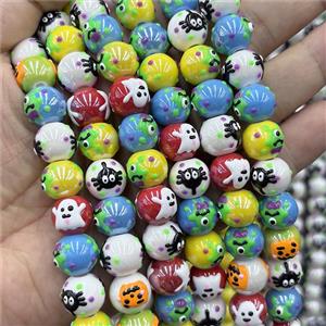 Porcelain Round Beads Ghost Face Mixed Color, approx 12mm