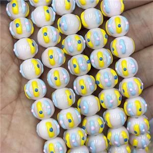 Porcelain Round Beads Halloween Pumpkin, approx 12mm